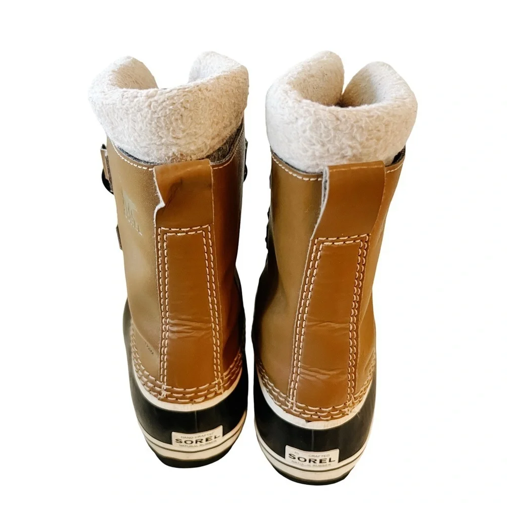 Sorel Kids Insulated Winter Snow Boots Brown Black Sherpa Lace-Up Size 3